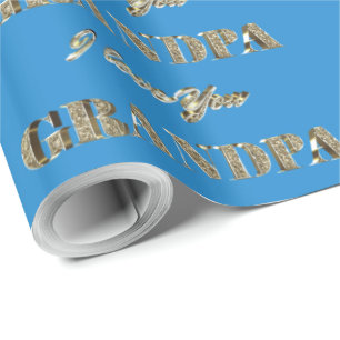 Papel De Regalo Abuelo I Love You Blue Gold Sparkles Typografía