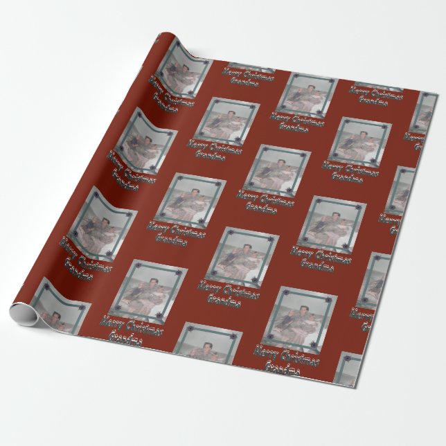 Papel De Regalo Abuelos Fotografía Feliz Navidad Abuela Rojo (Desenrollado)