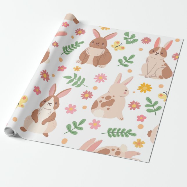 Papel De Regalo Abundantes de Pascua y flores (Desenrollado)