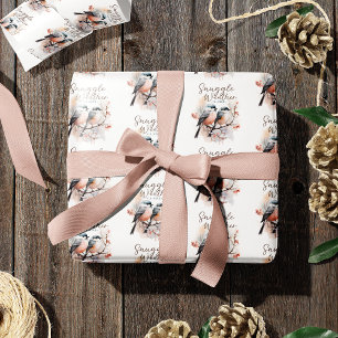 Papel De Regalo Acá el tiempo de acurrucarse, pájaros en Navidades