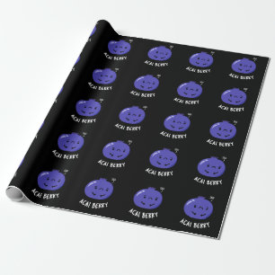 Papel De Regalo Acai Berry Funny Fruit Pun Dark BG