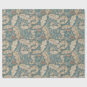 Papel De Regalo Acanthus azul y rosa artesanos William Morris
