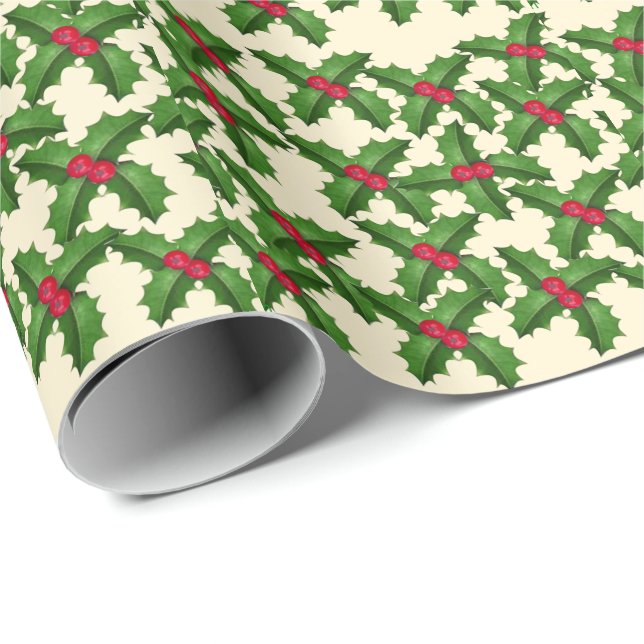 Papel De Regalo Acebo de Navidad (Esquina del rollo)