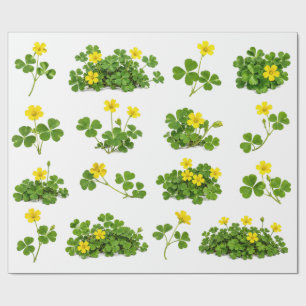 Papel De Regalo Acedera Amarilla Trébol Campo Flores Silvestres Bo