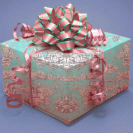 Papel De Regalo Aceite azul vintage floral de jouy