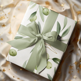 Papel De Regalo Aceitunas verdes de color acuático y deja una pate