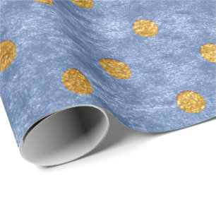 Papel De Regalo Acero de oro minúsculo del gris azul de los punto
