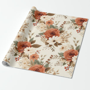 Papel De Regalo Acogedor arte digital de impresión floral de otoño