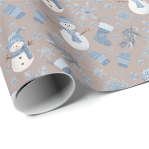 Papel De Regalo Acogedor invierno azul en marrón claro