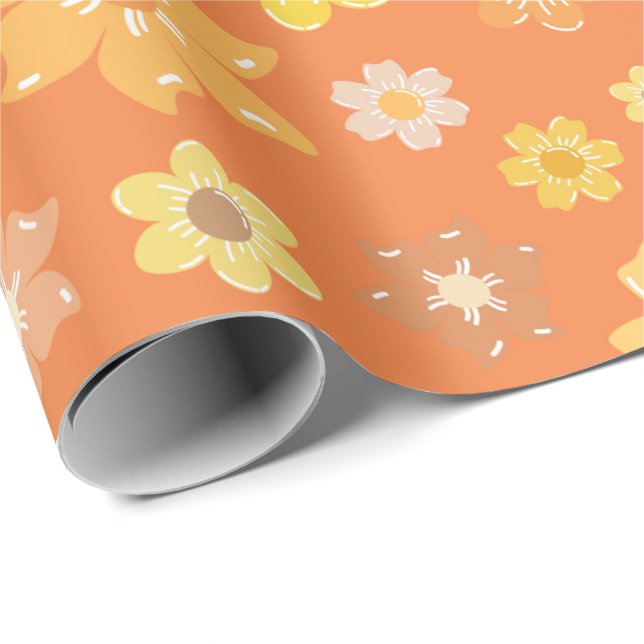 Papel De Regalo Acogedor otoño florecimiento de oro Día de Acción  (Esquina del rollo)