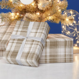 Papel De Regalo Acogedor patrón de cuadros de lino crema bronceado