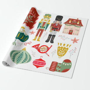 Papel De Regalo Acogedor patrón tradicional de Navidades de Nutcra