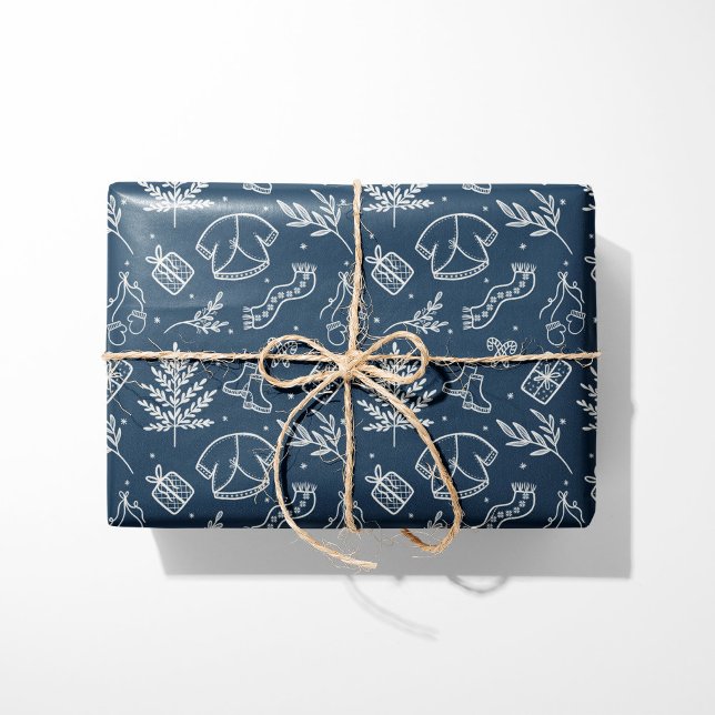 Papel De Regalo Acogedor suéter de invierno y regalos azul (Subido por el creador)