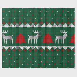 Papel De Regalo Acogedores Navidades de renos de punto envueltos