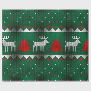 Papel De Regalo Acogedores Navidades de renos de punto envueltos