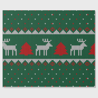 Papel De Regalo Acogedores Navidades de renos de punto envueltos