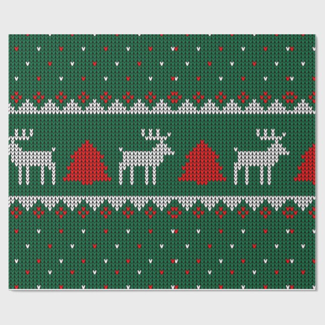 Papel De Regalo Acogedores Navidades de renos de punto envueltos (Superficie plana)
