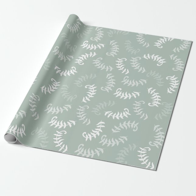 Papel De Regalo Acondicionamiento de hojas botánicas verdes verde  (Desenrollado)