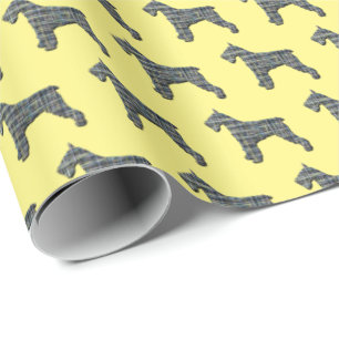 Papel De Regalo Acondicionamiento de silueta de Schnauzer amarillo