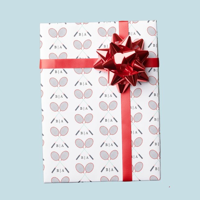 Papel De Regalo Acondicionamiento del patrón de raqueta de insigni (Custom Monogram Badminton Racket Pattern Wrapping Wrapping Paper
)