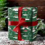 Papel De Regalo Acondicionamiento Festivo Fala Vintage Christmas T<br><div class="desc">Celebra la época mágica y festiva de las fiestas con nuestras sábanas de papel de envolver para las vacaciones personalizados. Nuestro diseño de vintage navidad presenta un paisaje de granja de árboles de Navidad, este patrón de Navidades incorpora una escena de Navidades agrícolas con una casa de campo, granero rojo,...</div>