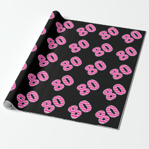 Papel De Regalo Acontecimiento de las franjas rosadas 80 (cumpleañ
