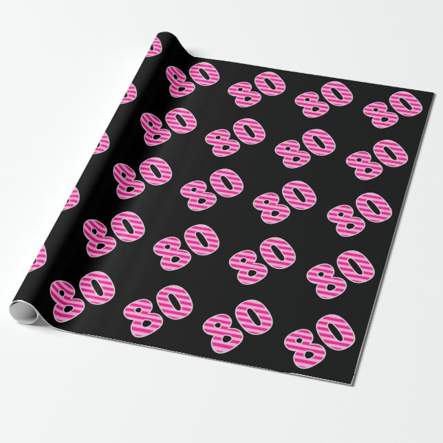 Papel De Regalo Acontecimiento de las franjas rosadas 80 (cumpleañ (Desenrollado)