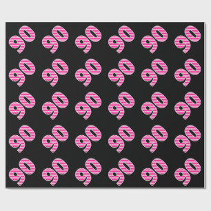 Papel De Regalo Acontecimiento de las franjas rosadas 90 (cumpleañ