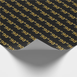 Papel De Regalo Acontecimiento (nonagésimo) negro, falso del oro