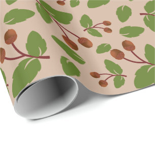 Papel De Regalo Acornos rusos y patrón Personalizado de hojas verd
