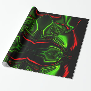 Papel De Regalo Acos curvos rojos y verdes sobre fondo oscuro