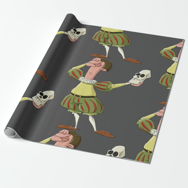 Papel De Regalo Actor divertido de Hamlet de Shakespeare sostenien (Desenrollado)