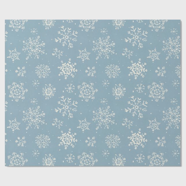 Papel De Regalo Acuarela azul copo de nieve de invierno (Superficie plana)