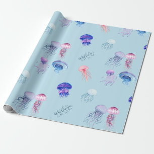 Papel De Regalo Acuarela azul multicolor