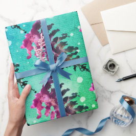 Papel De Regalo Acuarela Bosque De Invierno Navidad Ciervos Animal