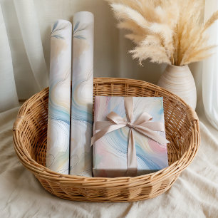 Papel De Regalo Acuarela Botánica Pastel Elegante