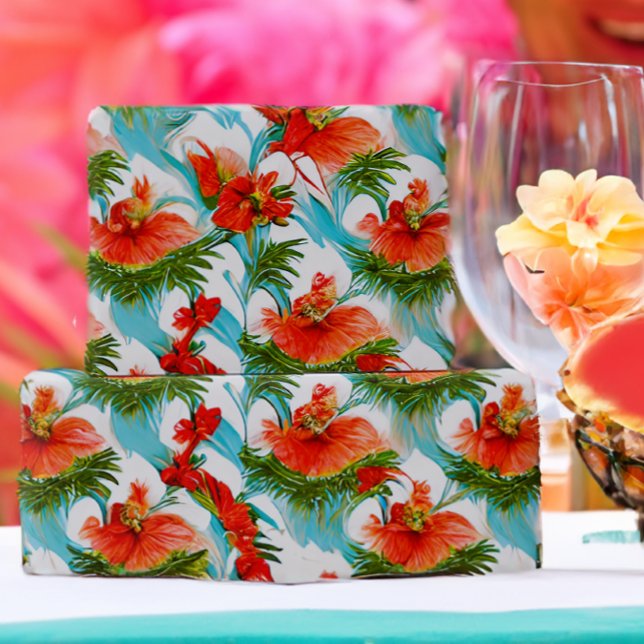 Papel De Regalo Acuarela Botánica Tropical Aloha Floral (Subido por el creador)