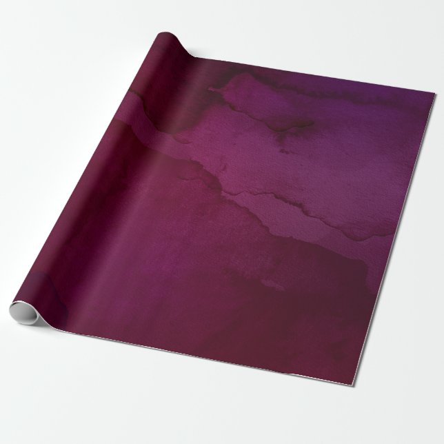 Papel De Regalo Acuarela Burgundy Pluma Swash (Desenrollado)