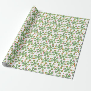 Papel De Regalo Acuarela Cacti: Patrón de jardín tropical.