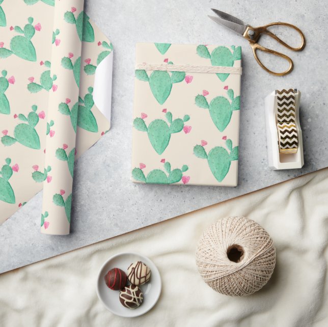 Papel De Regalo Acuarela Cactus Despedida de Soltera (Artesanía)