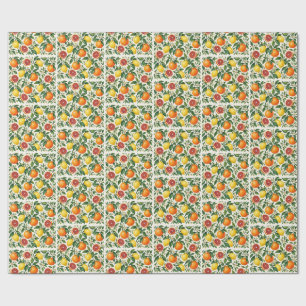 Papel De Regalo Acuarela Cítricos Naranjas Limones Botánico