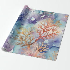 Papel De Regalo Acuarela Coral lujoso tono morado