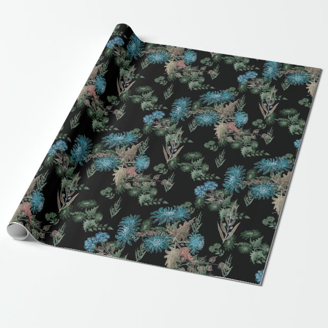 Papel De Regalo Acuarela , crisantemo (Desenrollado)