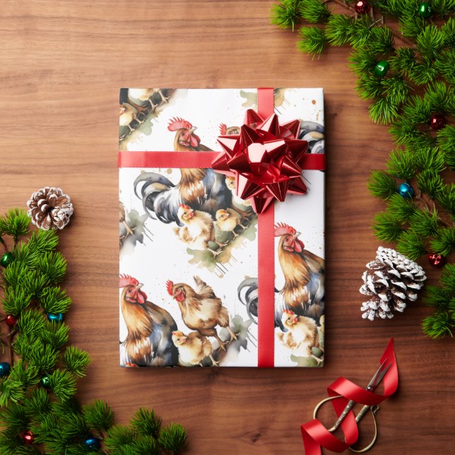 Papel De Regalo Acuarela Cute Pollos Pájaros Naturaleza animal Art (Regalo de vacaciones)