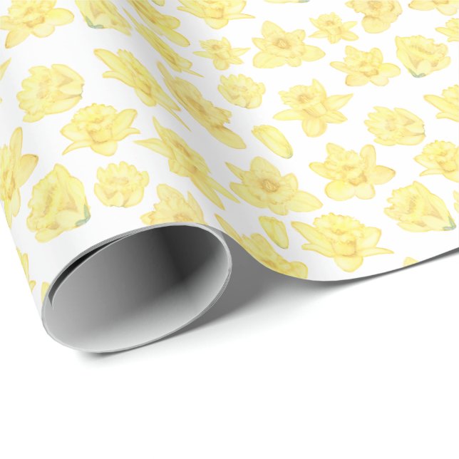 Papel De Regalo Acuarela Daffodil Ditzy Floral (Esquina del rollo)