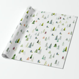 Papel De Regalo Acuarela de árbol de Navidad