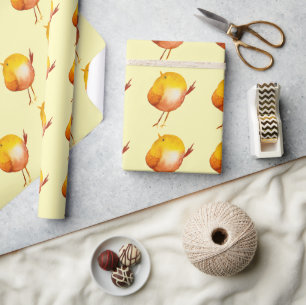 Papel De Regalo acuarela de ave amarilla suave