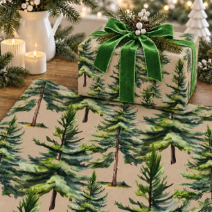 Papel De Regalo Acuarela de bosque invernal XL Bosque de abetos Kr