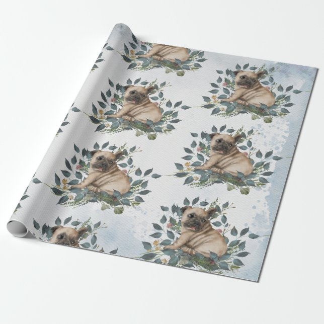 Papel De Regalo Acuarela De Cachorro (Desenrollado)
