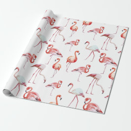 Papel De Regalo Acuarela De Flamingo Rosado Tropical